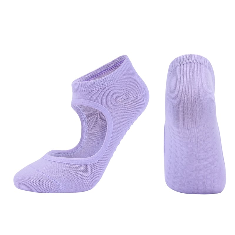 Chaussette de yoga antidérapante violet - Taille unique_1