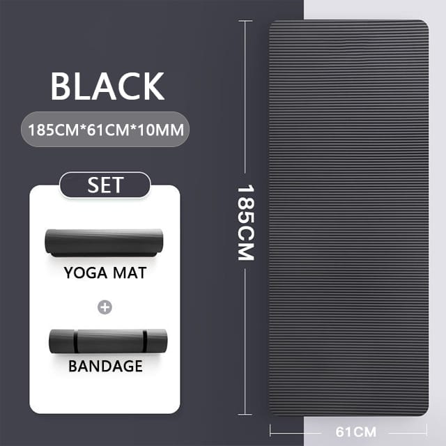 Tapis Yoga épais élastique de haute qualité. Noir